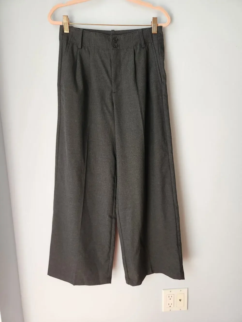 NWT Madewell The Petite Harlow Wide-Leg Trouser in Brushed Twill Gray 0P *Flaw